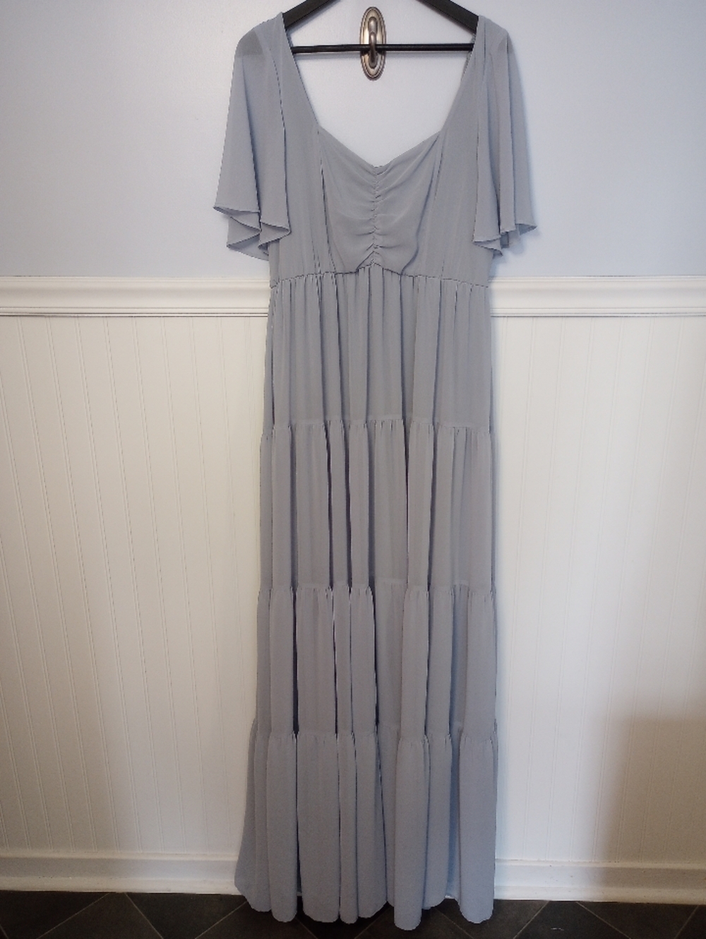 Show Me your Mumu Nicole Maxi Dress Size 2X Steel Blue Chiffon